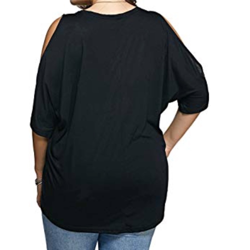 Beautiful women plus size v neck short sleeve top - Picture 4 of 7